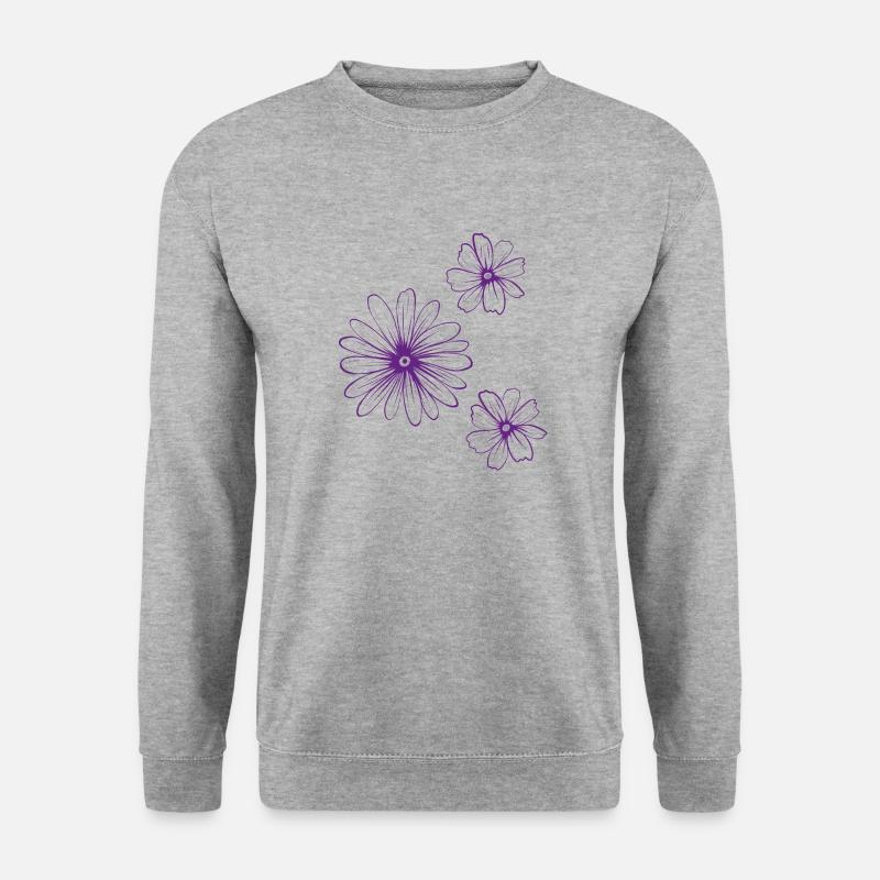 Blumen - Unisex Pullover - Weißgrau meliert