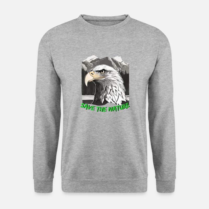 Adlerkopf "Save the Nature" - Unisex Pullover - Weißgrau meliert