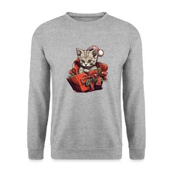 Christmas Kitten4 - Unisex Sweatshirt - salt & pepper - Front - Alina (178cm) & Michal (187cm)