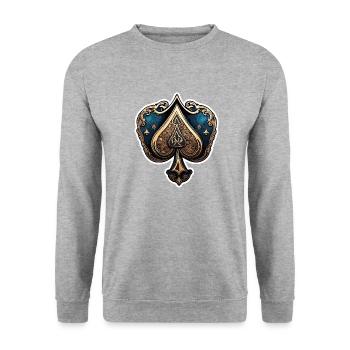 Spades / Playing Card / Poker / Symbol / Black / Skat - Unisex Sweatshirt - salt & pepper - Front - Alina (178cm) & Michal (187cm)