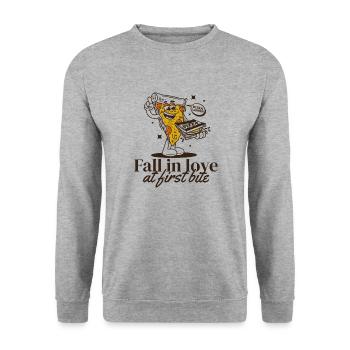 Pizza Comic - Unisex Pullover - Weißgrau meliert - Vorne - Alina (178cm) & Michal (187cm)