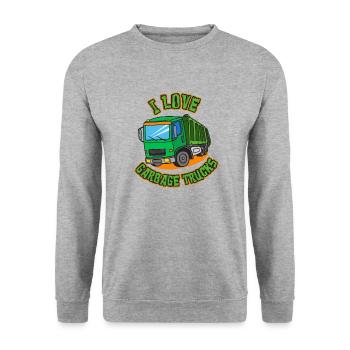Müllwagen Liebe Müllabfuhr Kind Junge I Geschenk - Unisex Pullover - Weißgrau meliert - Vorne - Alina (178cm) & Michal (187cm)