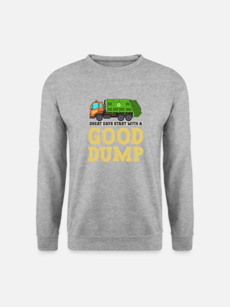 Müllwagen Liebe Müllabfuhr Kind Junge I Geschenk - Unisex Pullover - Weißgrau meliert