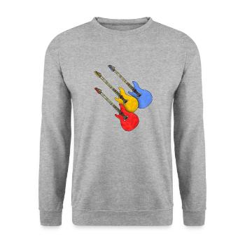 Gitarren - Unisex Pullover - Weißgrau meliert - Vorne - Alina (178cm) & Michal (187cm)