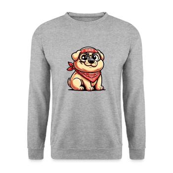 Cool dog with glasses - Unisex Sweatshirt - salt & pepper - Front - Alina (178cm) & Michal (187cm)