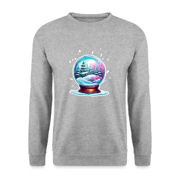 Snow Globe / Winter Magic / Snow / Souvenir - Unisex Sweatshirt - salt & pepper - Front - Alina (178cm) & Michal (187cm)