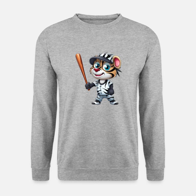Zebra Baseballspieler Dynamisch - Unisex Pullover - Weißgrau meliert