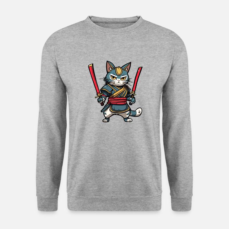 Samurai Cat #36 - Unisex Sweatshirt - salt & pepper