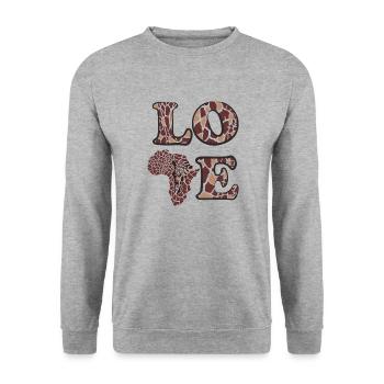 Love to protect the environment in the of Africa - Unisex Pullover - Weißgrau meliert - Vorne - Alina (178cm) & Michal (187cm)