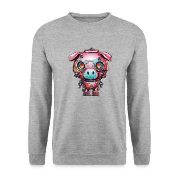 Robot Animal / AI / Mechanized Animals / Comic - Unisex Sweatshirt - salt & pepper - Front - Alina (178cm) & Michal (187cm)