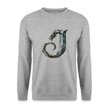 Letter "J" in dragon design. - Unisex Sweatshirt - salt & pepper - Front - Alina (178cm) & Michal (187cm)
