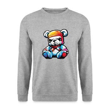 Ours en peluche / Peluche / Animal en peluche / Idée cadeau - Sweat-shirt Unisexe - gris chiné - Devant - Alina (178cm) & Michal (187cm)