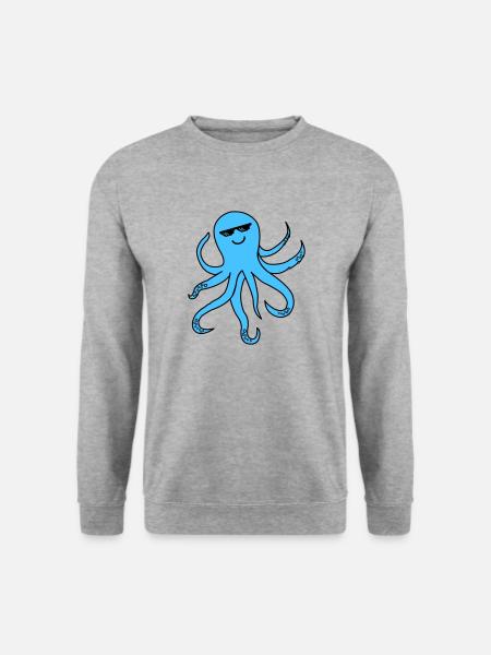 krake oktopus cool smile - Unisex Pullover - Weißgrau meliert