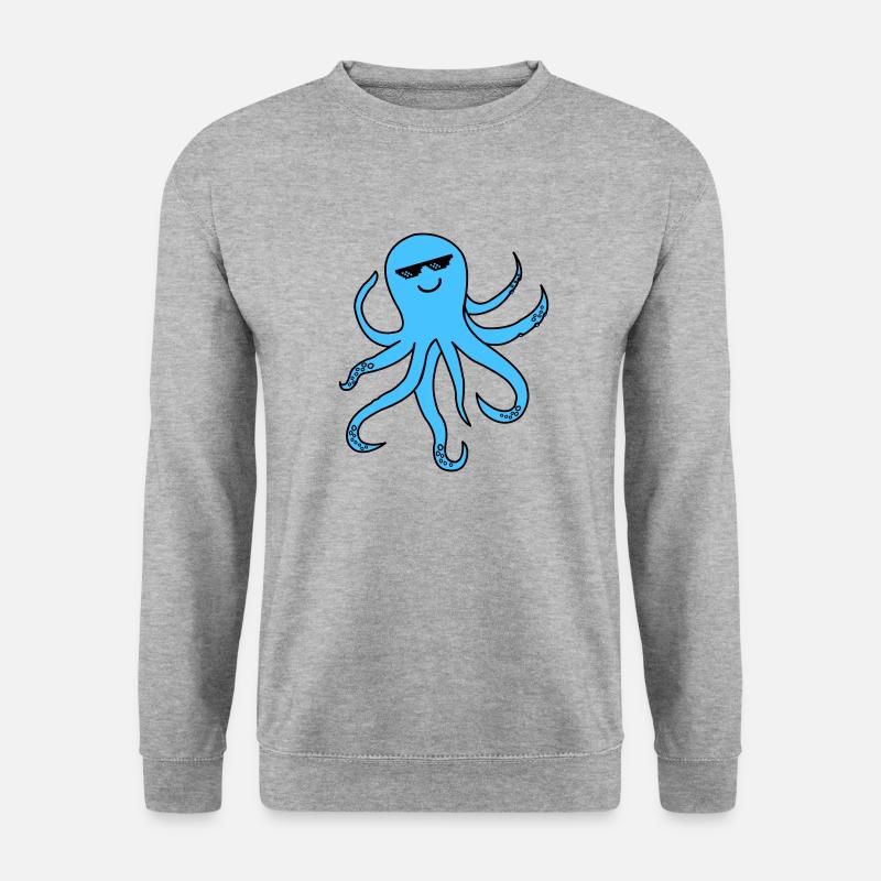 krake oktopus cool smile - Unisex Pullover - Weißgrau meliert