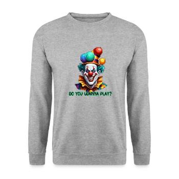 Clown / Zirkus / Fasching / Karneval / verspielt - Unisex Pullover - Weißgrau meliert - Vorne - Alina (178cm) & Michal (187cm)