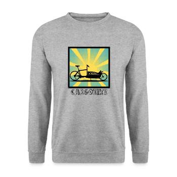 Popartstyle Lastenfahrrad, Cargobike - Unisex Pullover - Weißgrau meliert - Vorne - Alina (178cm) & Michal (187cm)