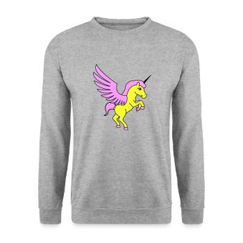 einhorn unicorn - Unisex Pullover - Weißgrau meliert - Vorne - Alina (178cm) & Michal (187cm)
