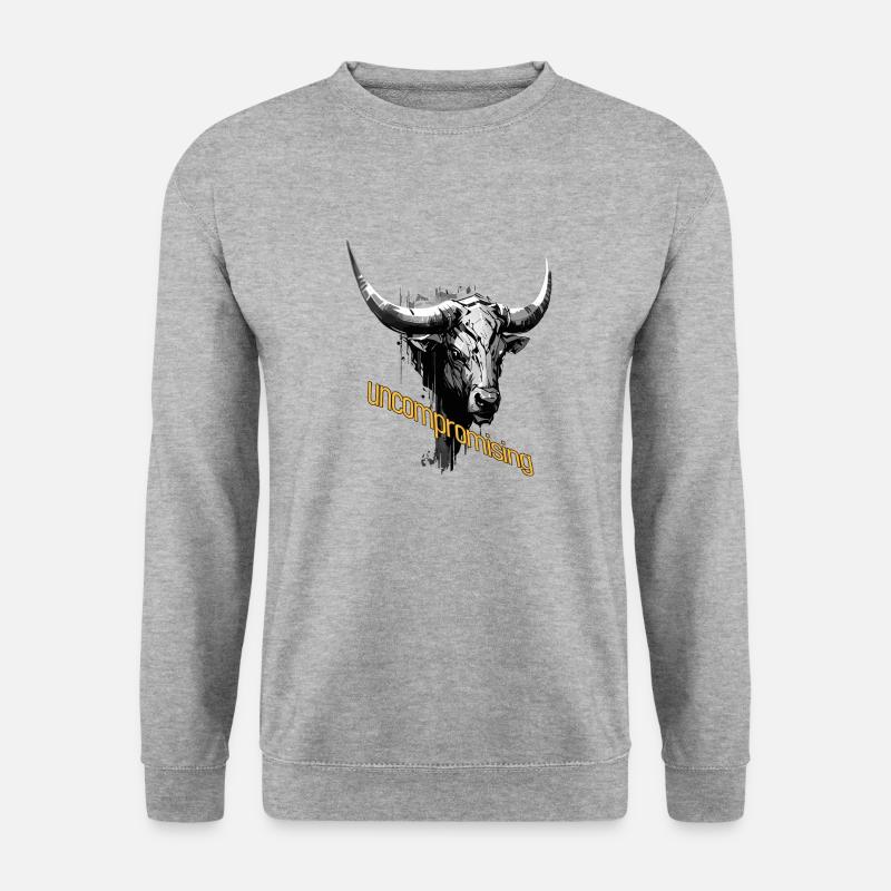 unnachgiebiger Stier - Unisex Pullover - Weißgrau meliert