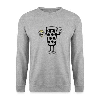 Dubbeglas Prost - Unisex Pullover - Weißgrau meliert - Vorne - Alina (178cm) & Michal (187cm)