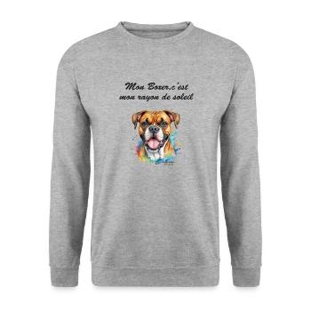 Boxer rayon de soleil - Sweat-shirt Unisexe - gris chiné - Devant - Alina (178cm) & Michal (187cm)