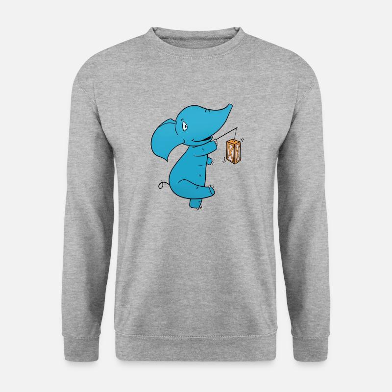 Elefant Laterne - Unisex Pullover - Weißgrau meliert