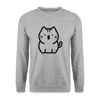Katze - Unisex Pullover - Weißgrau meliert - Vorne - Alina (178cm) & Michal (187cm)