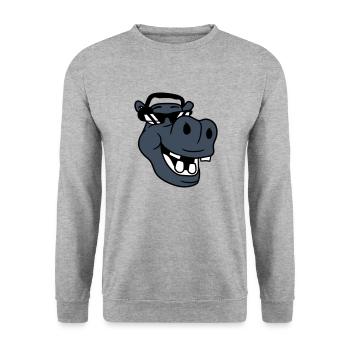 Laughing hippo comic face party club music - Unisex Sweatshirt - salt & pepper - Front - Alina (178cm) & Michal (187cm)