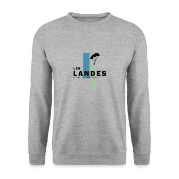 033c LES LANDES7 - Sweat-shirt Unisexe - gris chiné - Devant - Alina (178cm) & Michal (187cm)