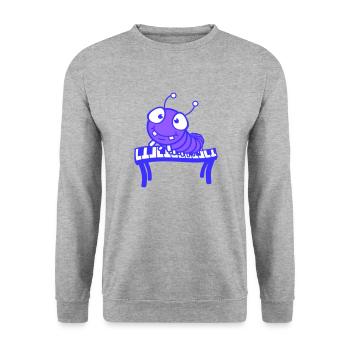 Süße Raupe Keyboard Klavier Tasten Spielen Tier - Unisex Pullover - Weißgrau meliert - Vorne - Alina (178cm) & Michal (187cm)