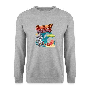 "Summer Feeling" - Unisex Pullover - Weißgrau meliert - Vorne - Alina (178cm) & Michal (187cm)