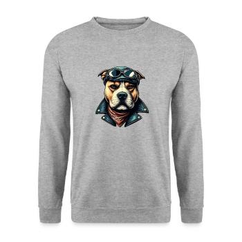 Vintage Pitbull Biker - Unisex Sweatshirt - salt & pepper - Front - Alina (178cm) & Michal (187cm)