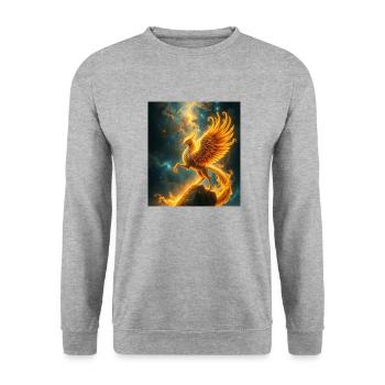 Fire Phoenix in the Star Nebula - Unisex Sweatshirt - salt & pepper - Front - Alina (178cm) & Michal (187cm)