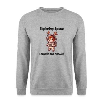 Deer Looking For Dreams Outer Space - Unisex Sweatshirt - salt & pepper - Front - Alina (178cm) & Michal (187cm)