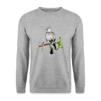 Vogel - Unisex Pullover - Weißgrau meliert - Vorne - Alina (178cm) & Michal (187cm)
