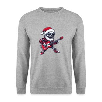 Skeleton Santa Christmas Guitar - Unisex Sweatshirt - salt & pepper - Front - Alina (178cm) & Michal (187cm)