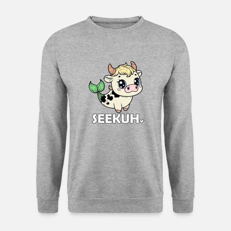 Lustige Seekuh - Unisex Pullover - Weißgrau meliert