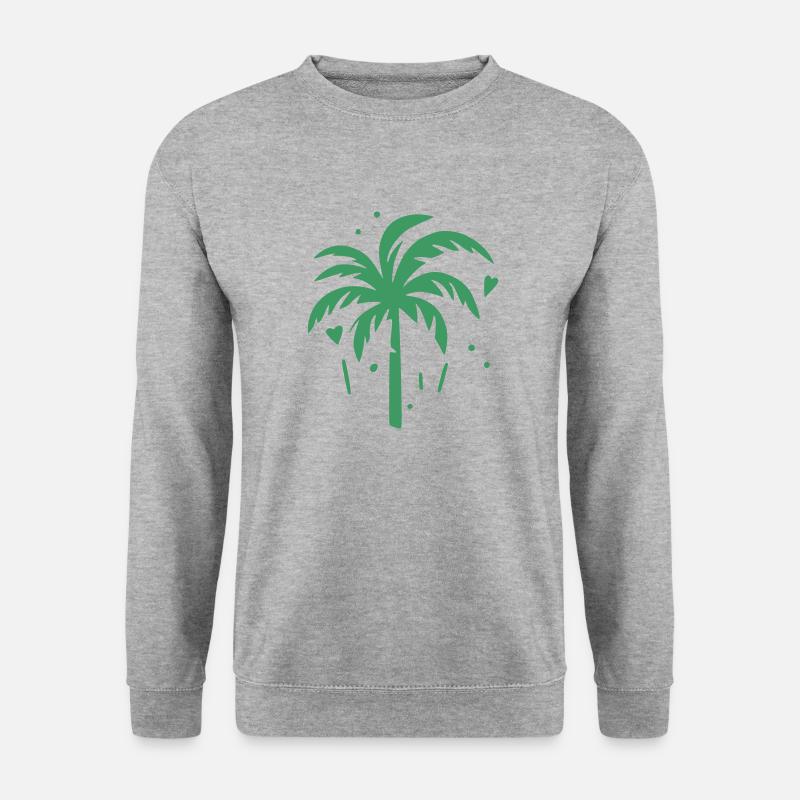 Palme mit Herzen - Unisex Pullover - Weißgrau meliert