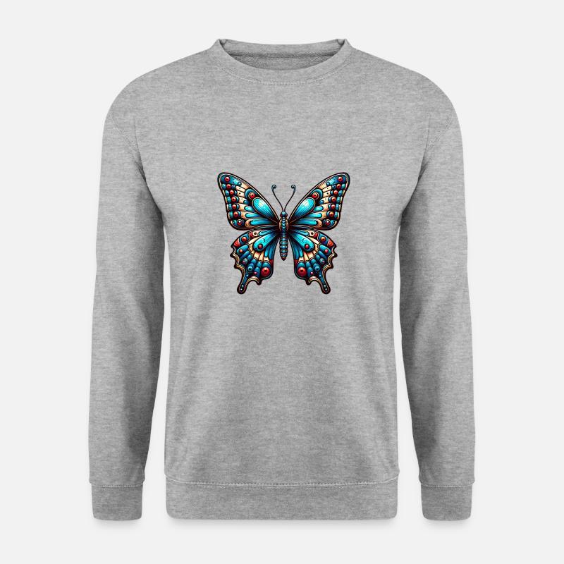 Schmetterling - Unisex Pullover - Weißgrau meliert