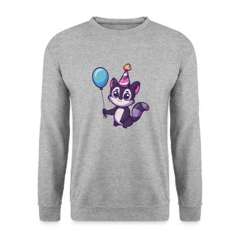 Skunk Birthday Comic Cute - Unisex Sweatshirt - salt & pepper - Front - Alina (178cm) & Michal (187cm)