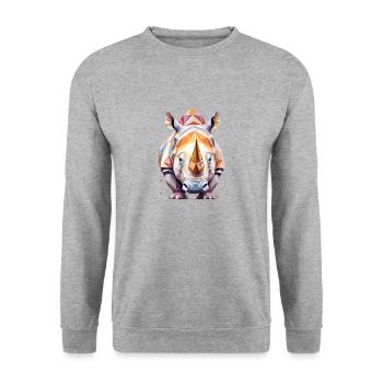 Rhinocéros Ludique Adorable Amusant Animal Coloré - Sweat-shirt Unisexe - gris chiné - Devant - Alina (178cm) & Michal (187cm)
