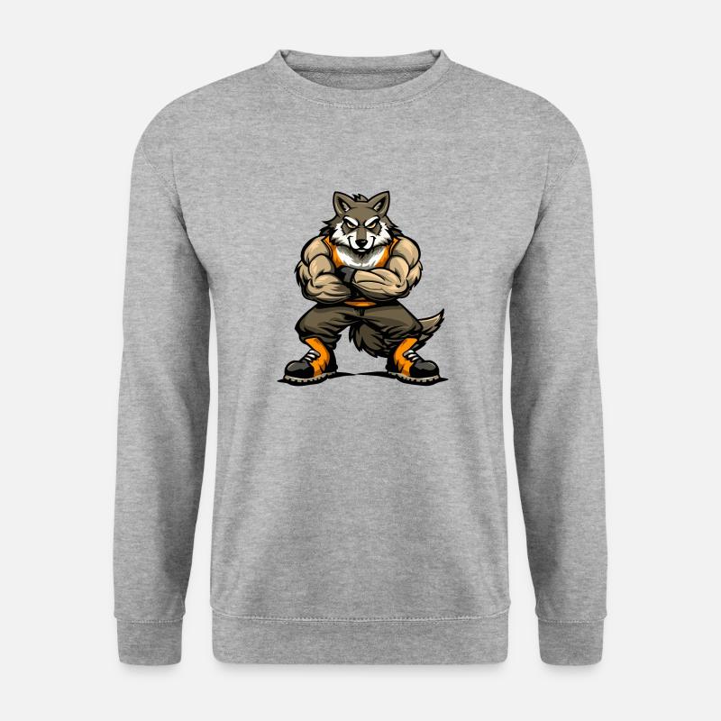 Wolf Comic - Unisex Pullover - Weißgrau meliert