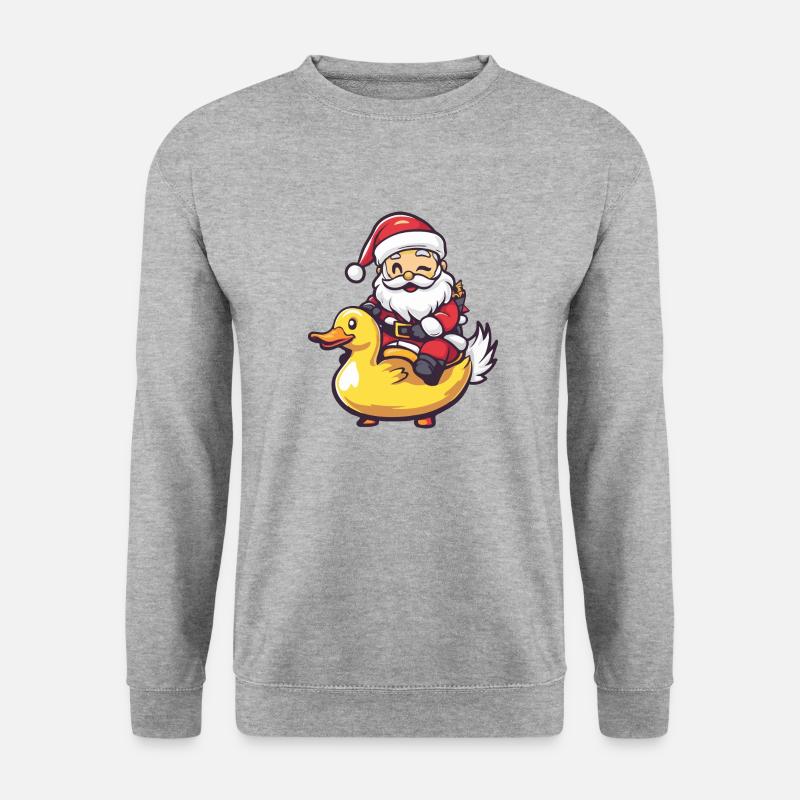 Ente Weihnachtsmann Cartoon - Unisex Pullover - Weißgrau meliert