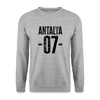 Antalya 07 – Fiers de la Riviera turque - Sweat-shirt Unisexe - gris chiné - Devant - Alina (178cm) & Michal (187cm)