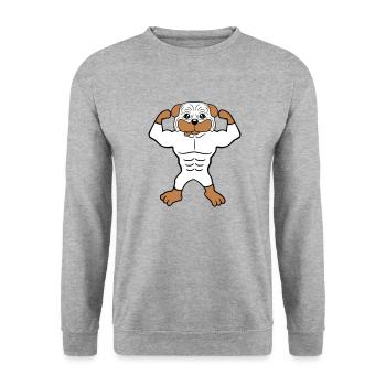 Dog Bodybuilder Strong Muscles Gym Weightlifting - Unisex Sweatshirt - salt & pepper - Front - Alina (178cm) & Michal (187cm)