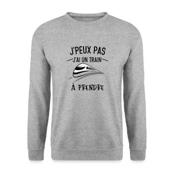 J'peux Pas J'ai Un Train à Prendre Départ Gare - Sweat-shirt Unisexe - gris chiné - Devant - Alina (178cm) & Michal (187cm)