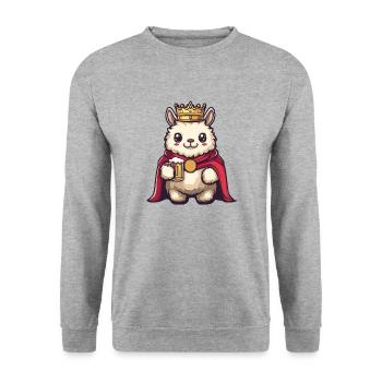 Alpaca Llama Beer Funny - Unisex Sweatshirt - salt & pepper - Front - Alina (178cm) & Michal (187cm)