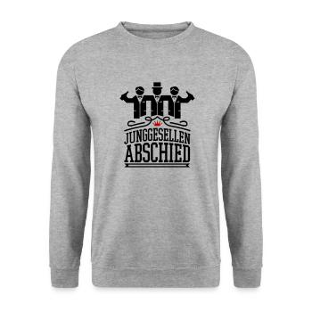 Junggesellen Abschied - Unisex Pullover - Weißgrau meliert - Vorne - Alina (178cm) & Michal (187cm)