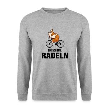 Fahrrad radlos sattelfest Bike radeln bikepacking - Unisex Pullover - Weißgrau meliert - Vorne - Alina (178cm) & Michal (187cm)
