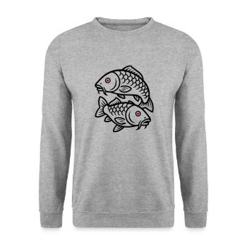 Carp Fish Icon - Unisex Sweatshirt - salt & pepper - Front - Alina (178cm) & Michal (187cm)