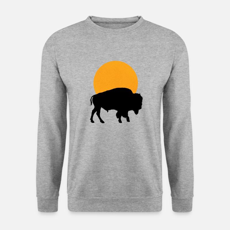 Bison-Silhouette - Unisex Pullover - Weißgrau meliert